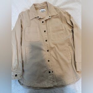 Duer Beige Button-Front Canvas Shirt Jacket